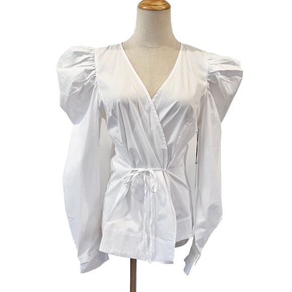 Jason Wu Puff Sleeve Wrap Top Blouse Long Sleeves NEW NWT $198 - Picture 1 of 9